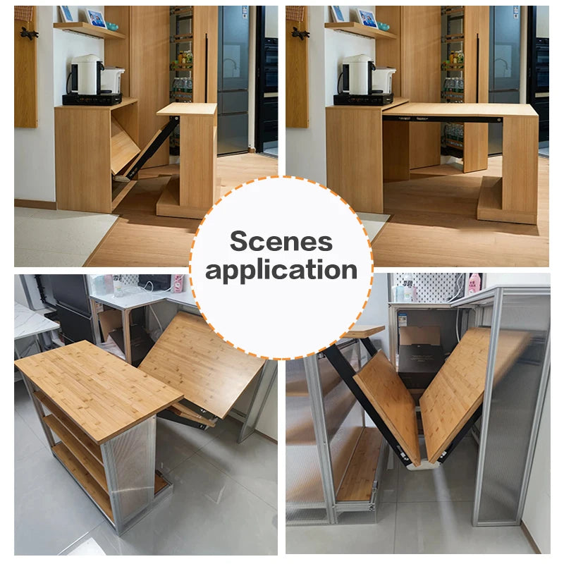 Flip-Down Folding Table Telescopic Multifunctional Dining Table Desk Cabinet Bar Cabinet Furniture Hardware Guide Rail