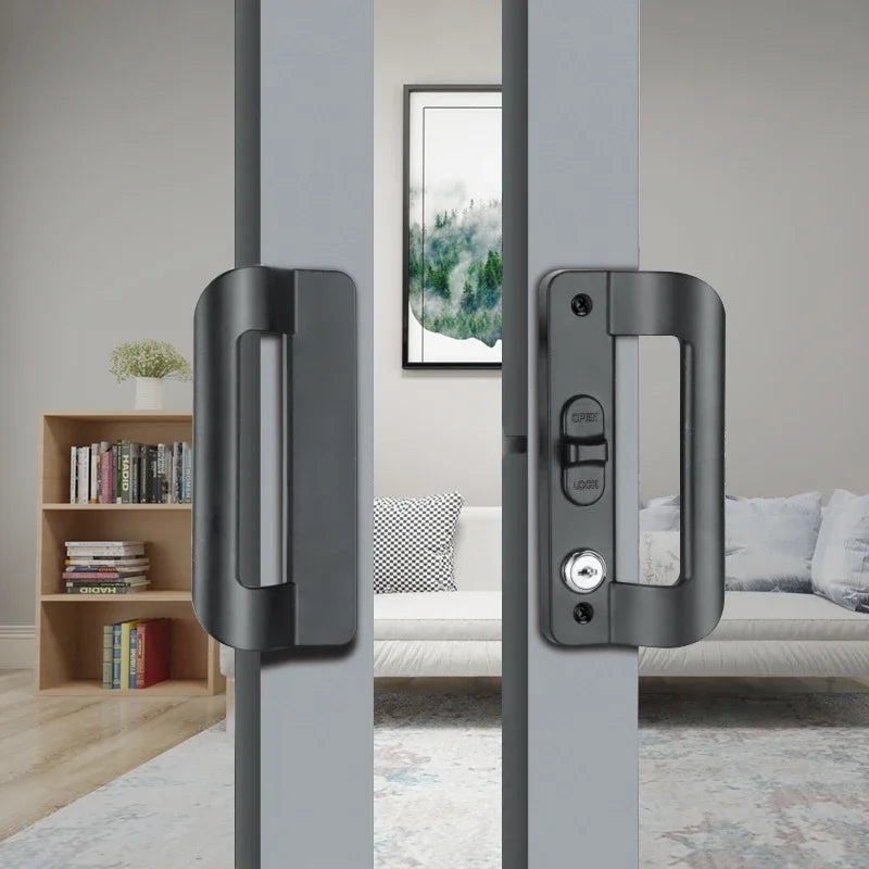 Aluminum Alloy Sliding Door Lock Handle Anti-theft Door Latch locK Door Pull Locks Aluminum Frame Door Home Furniture Hardware