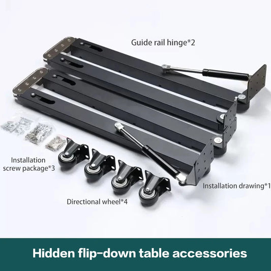 Flip-Down Folding Table Telescopic Multifunctional Dining Table Desk Cabinet Bar Cabinet Furniture Hardware Guide Rail