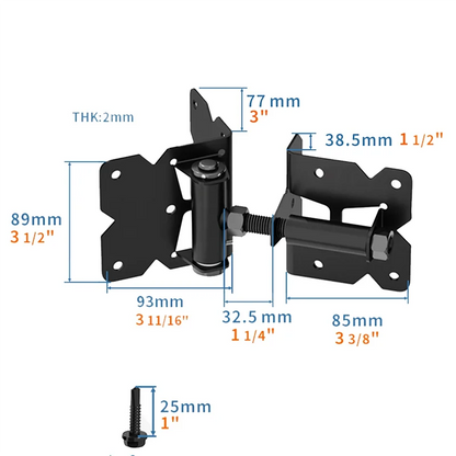 ABKS-2 Pack Self Locking Gate Latch Hinges Set Heavy Duty Hardware Hinges For Vinyl And Wood Fence With Installation Screws