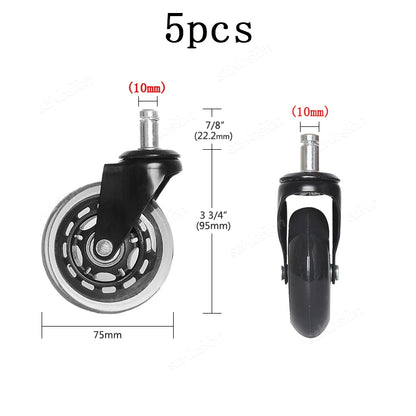 5PCS Office Chair Caster Wheels 360 Degree Swivel Rubber Caster Wheels 10/11mm Replacement Swivel Rollers Furniture Hardware