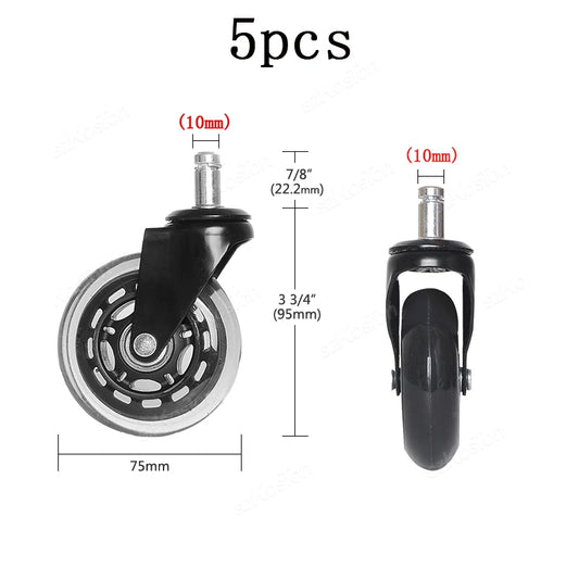 5PCS Office Chair Caster Wheels 360 Degree Swivel Rubber Caster Wheels 10/11mm Replacement Swivel Rollers Furniture Hardware