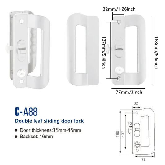 Aluminum Alloy Sliding Door Lock Handle Anti-theft Door Latch locK Door Pull Locks Aluminum Frame Door Home Furniture Hardware