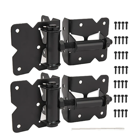 ABKS-2 Pack Self Locking Gate Latch Hinges Set Heavy Duty Hardware Hinges For Vinyl And Wood Fence With Installation Screws