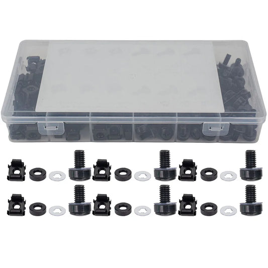 Cabinet Screw Rack Mount Hardware Carbon Steel Cage Nuts Washers Machine Screws Safe Lightweight Easy Install