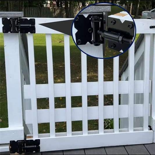 ABKS-2 Pack Self Locking Gate Latch Hinges Set Heavy Duty Hardware Hinges For Vinyl And Wood Fence With Installation Screws