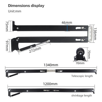 Flip-Down Folding Table Telescopic Multifunctional Dining Table Desk Cabinet Bar Cabinet Furniture Hardware Guide Rail
